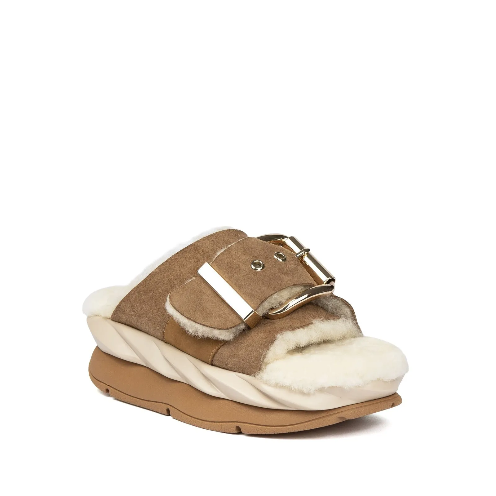 4ccccees Fur Brown Sandals