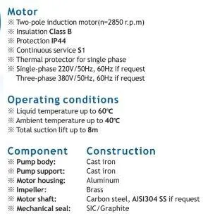 Aiko Double-Impeller Centrifugal Pump 1-1/2"-1-1/4" 3Hp 2.2Kw 415V | Model : WP-2HCP-180