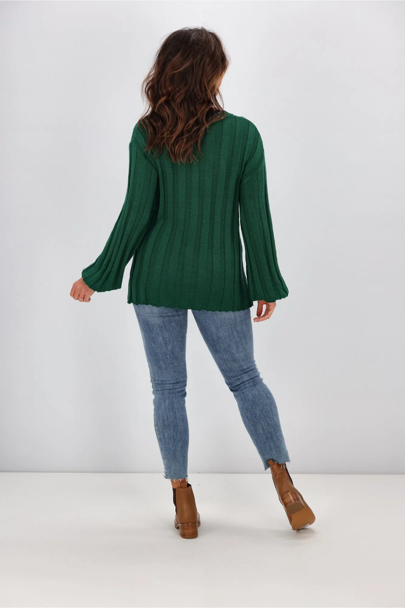 Alpine by Shine On Tabitha Wide Rib Merino Jumper Emerald