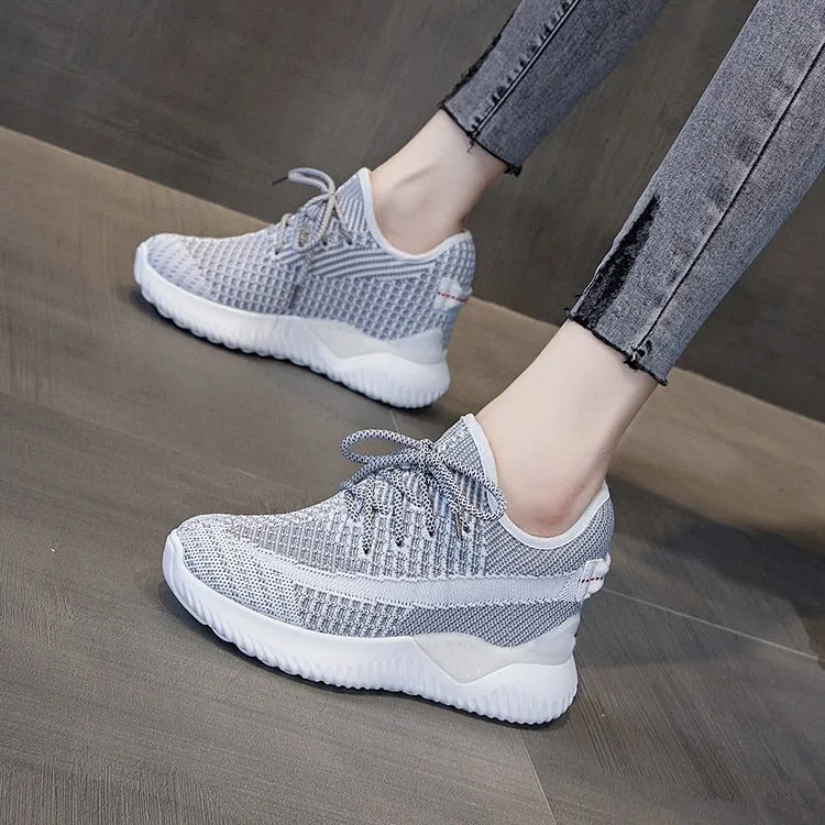 Amozae  2022 Women Summer Shoes New Sock Sneakers Platform Wedge Heel Dad Shoes Chunky Sneakers Pumps Breathable Comfy Shoes