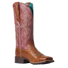 Ariat Ladies Primera Dark Tan & Pomegranate StretchFit Boots 10038461