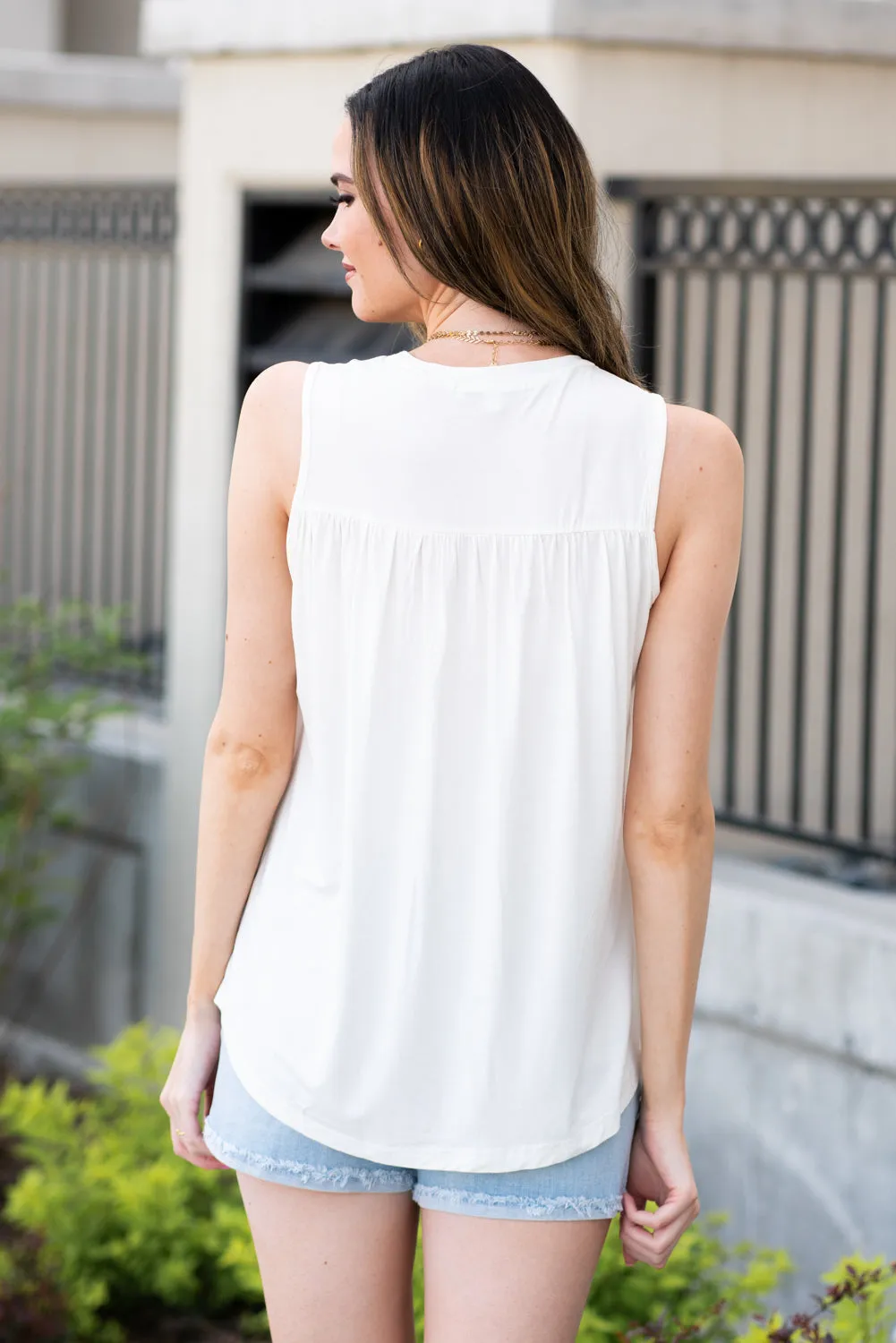 Aubrey Lace Tank Top White