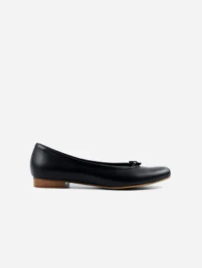 Audrey Grape Leather Vegan Ballerina Pumps | Black