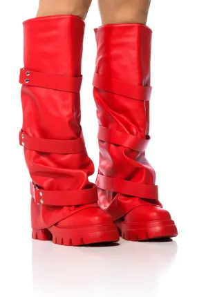 AZALEA WANG CHARNA RED INDUSTRIAL LOOK BOOT