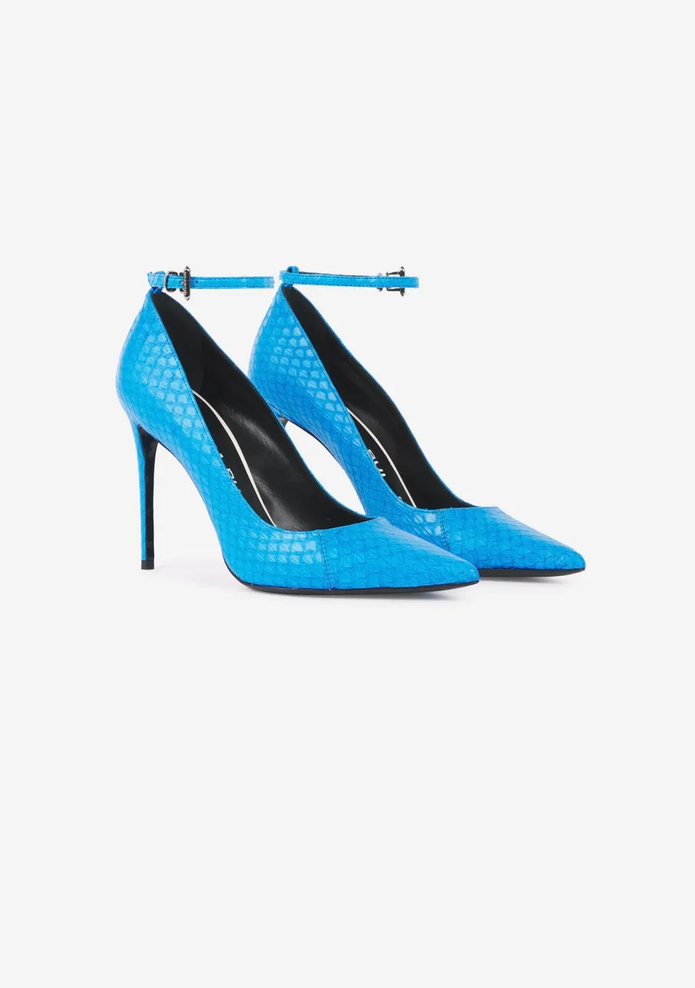 BARBARA BUI TURQUOISE BLUE SNAKESKIN PUMPS