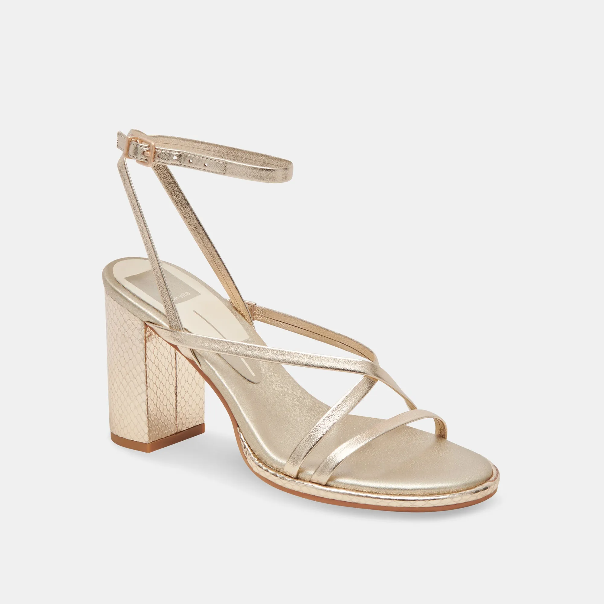 BARLY HEELS LIGHT GOLD METALLIC LEATHER