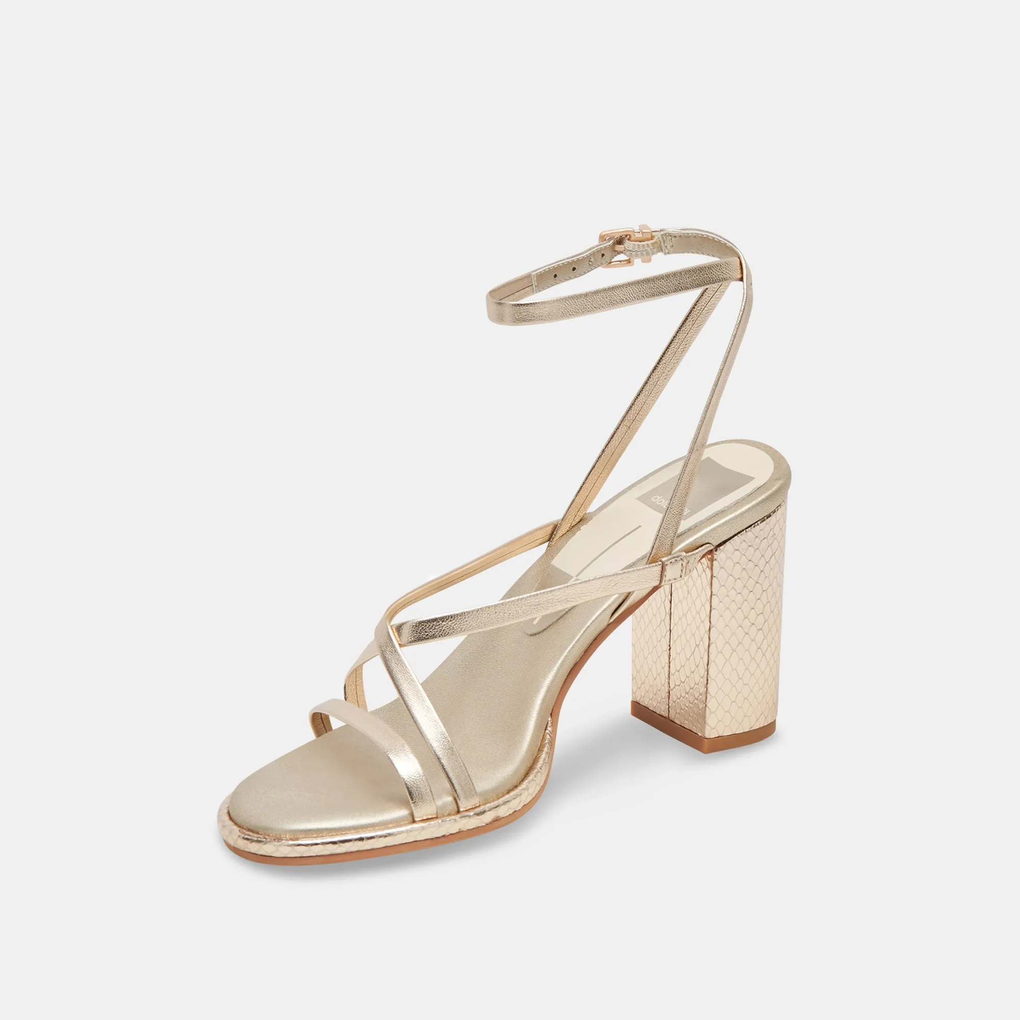 BARLY HEELS LIGHT GOLD METALLIC LEATHER