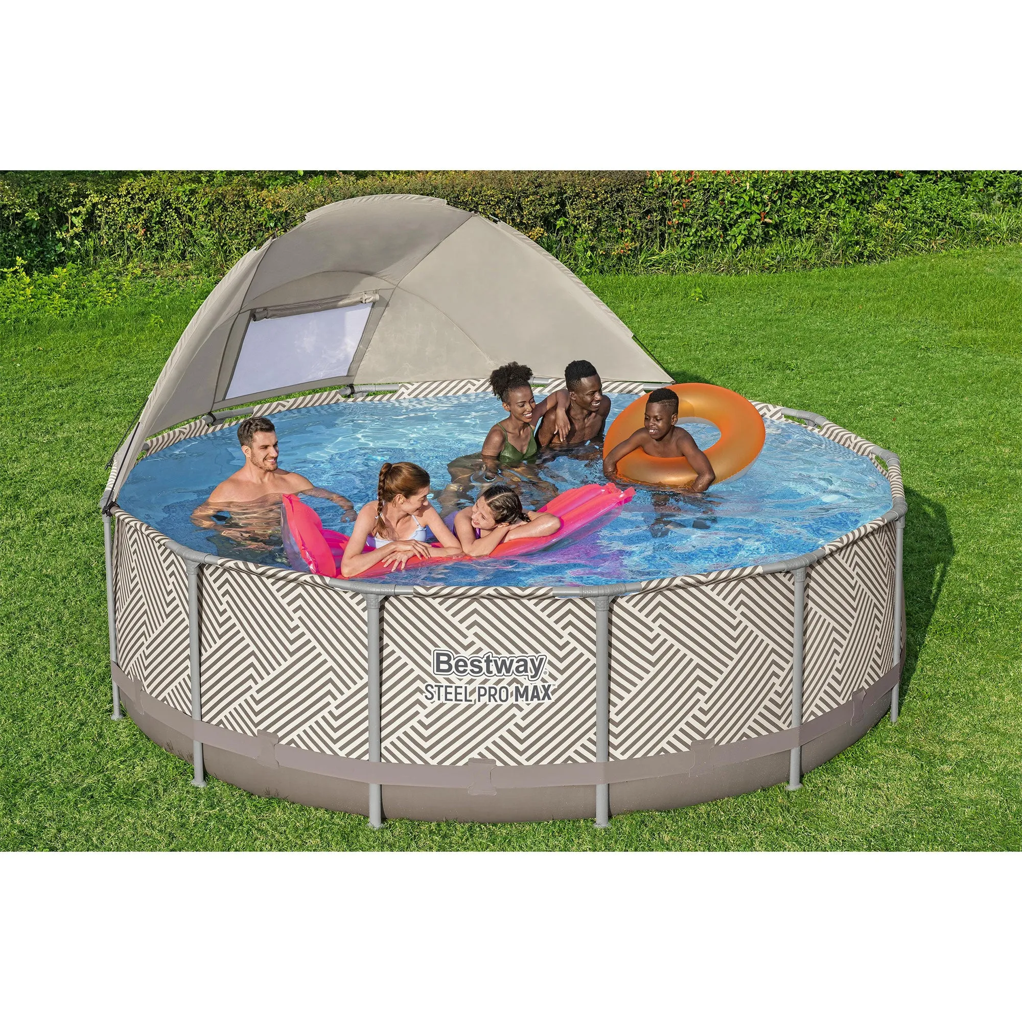 Bestway Steel Pro MAX 13' x 42" Round Above Ground Pool Set with Canopy & Ladder