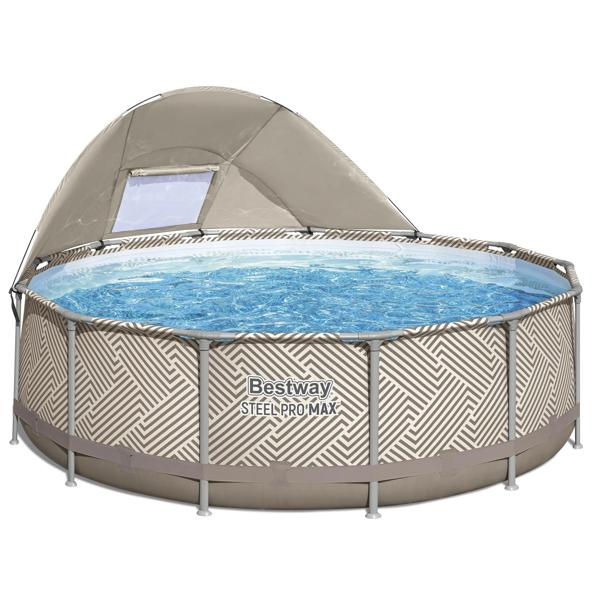 Bestway Steel Pro MAX 13' x 42" Round Above Ground Pool Set with Canopy & Ladder