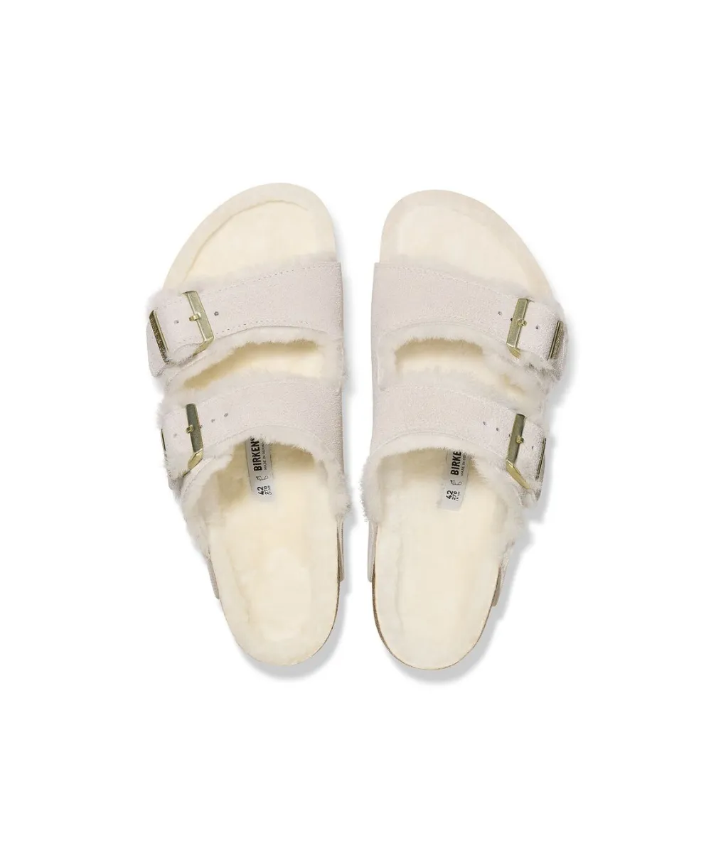 BIRKENSTOCK ARIZONA SHEARLING SUEDE LEATHER IN WHITE