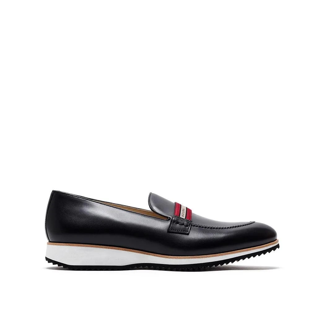 Black Calf Web Stripe Loafer Runner