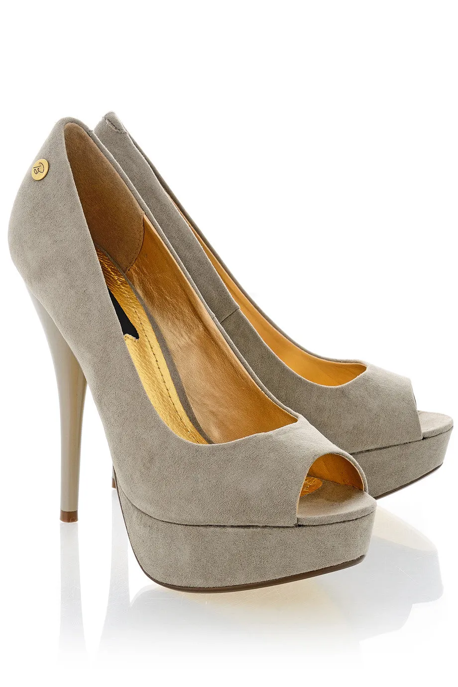 BLINK CLAIRE Taupe Suede Peep Toe