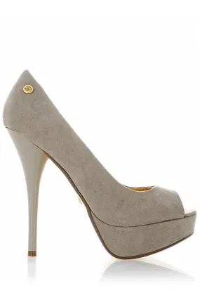 BLINK CLAIRE Taupe Suede Peep Toe