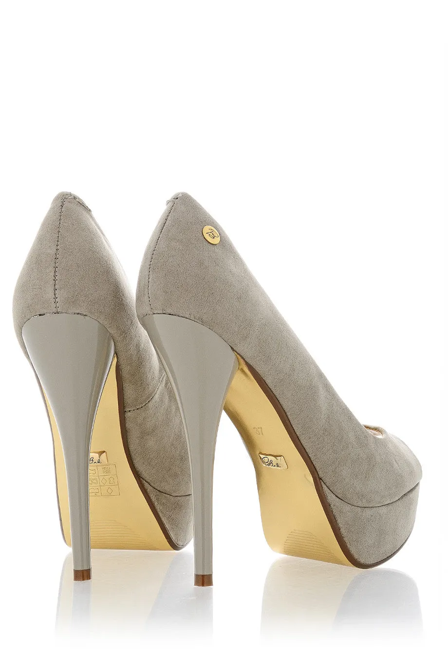 BLINK CLAIRE Taupe Suede Peep Toe