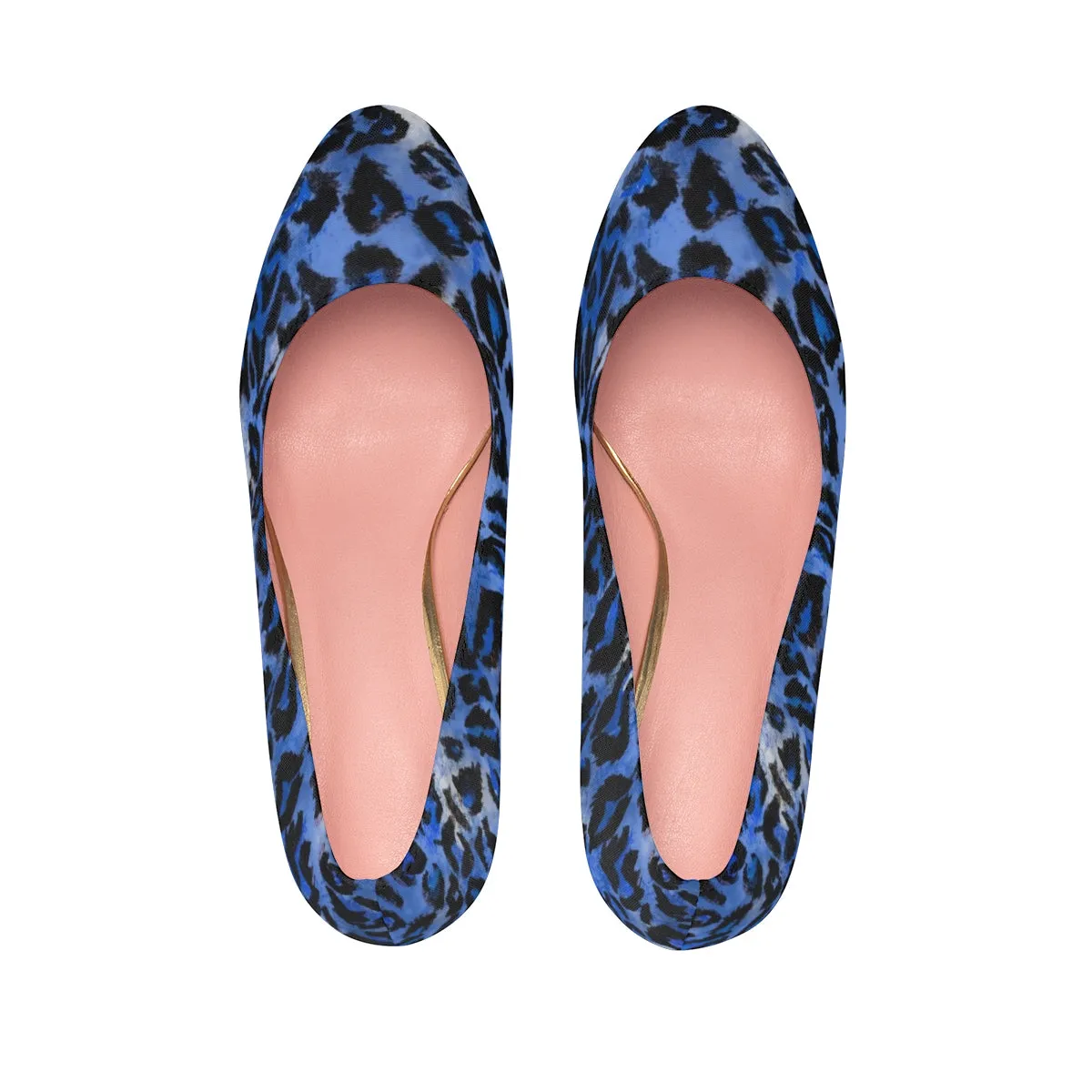 Blue Leopard Women's Heels, Animal Print Platform 4" Heels Pumps Shoes (US Size: 5-11)