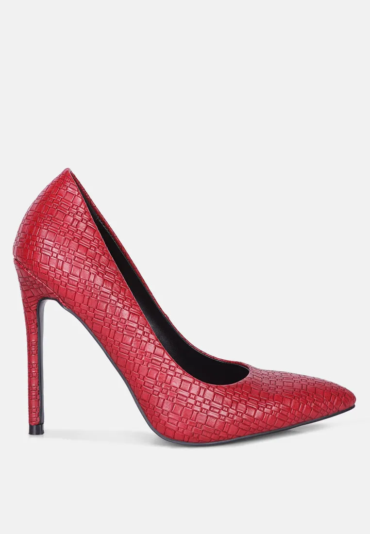 Brinkles Weave Pattern High Heel Pumps