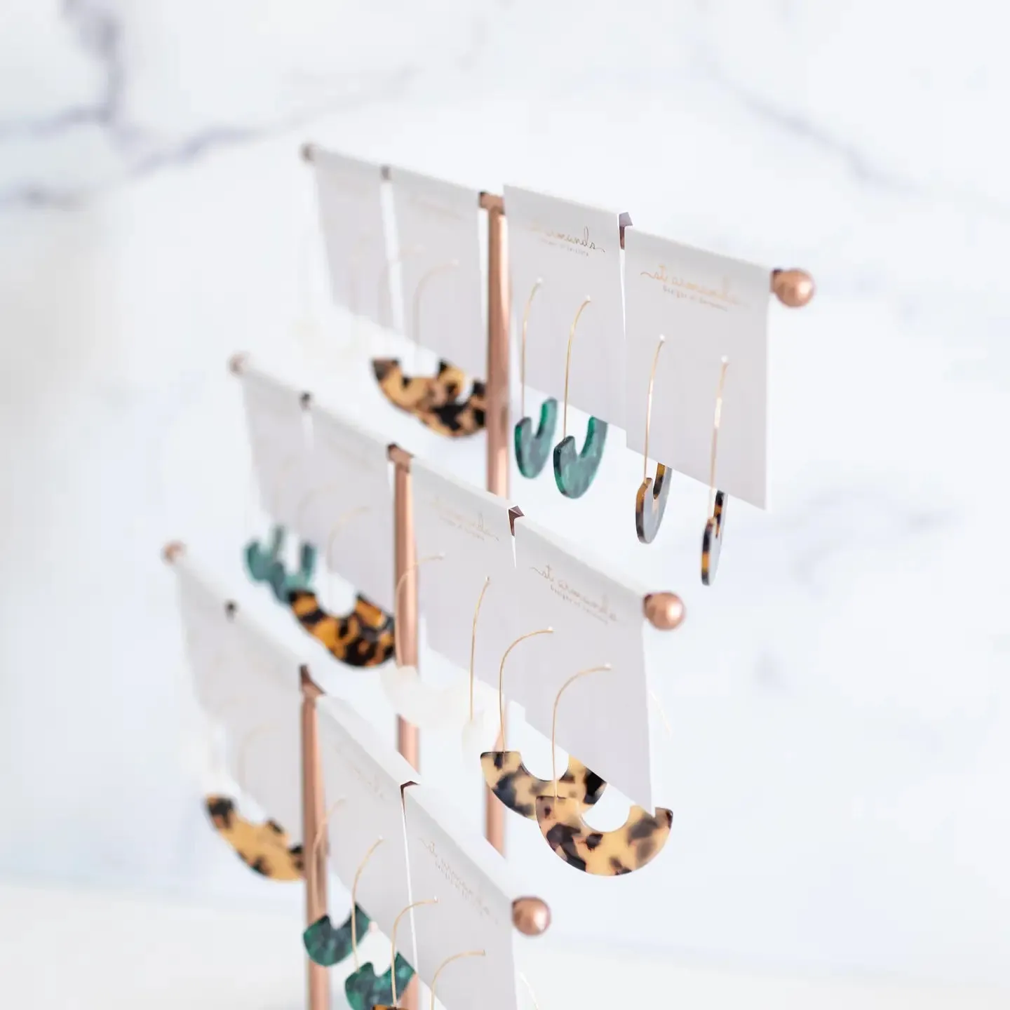 Brown Tortoise Minimalist Threader Earrings