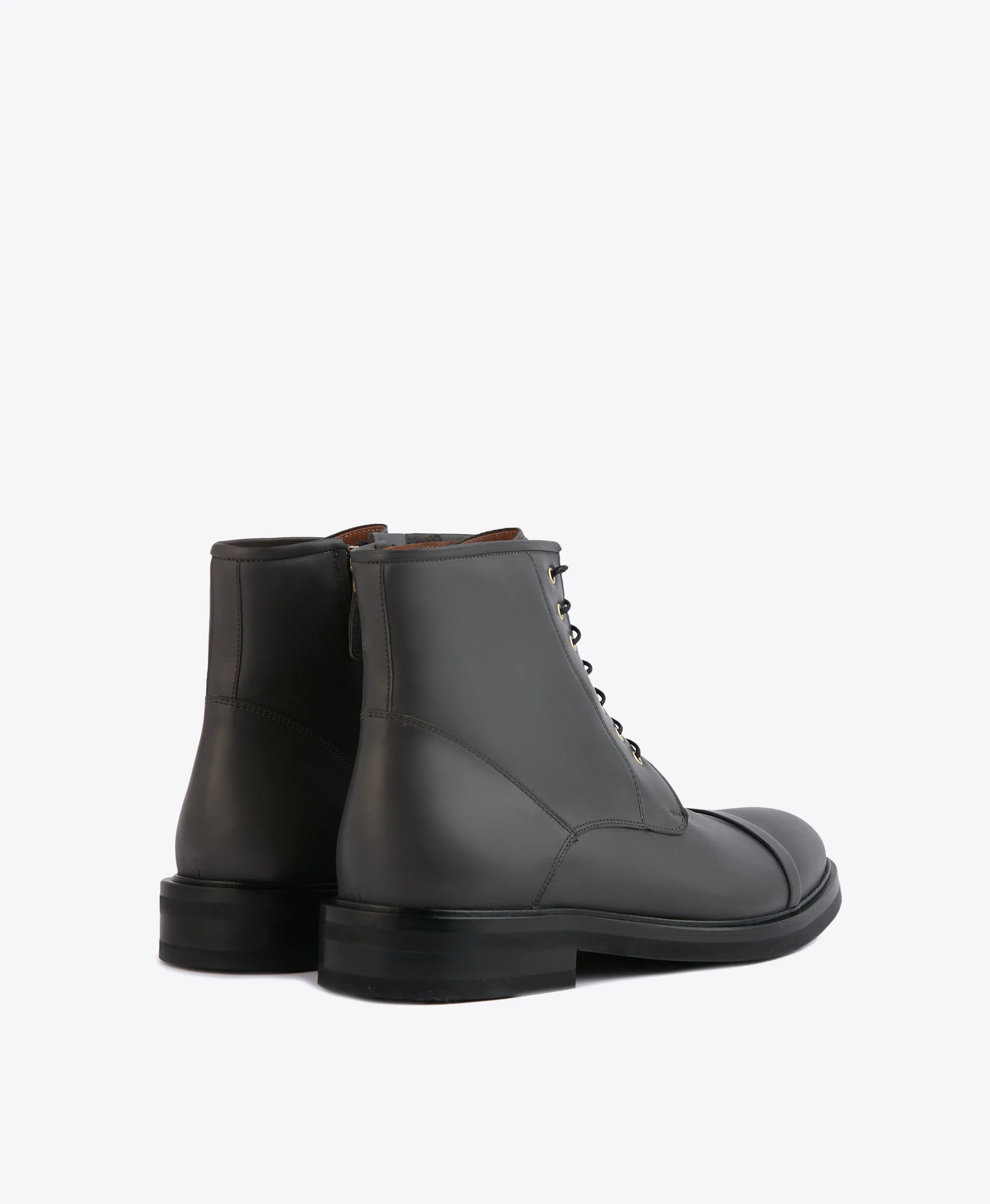 Bryce Grey Leather Combat boots