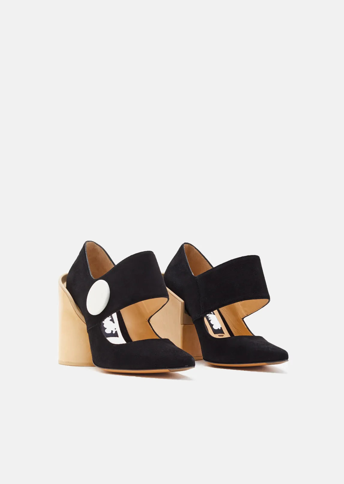 Button Suede Pumps