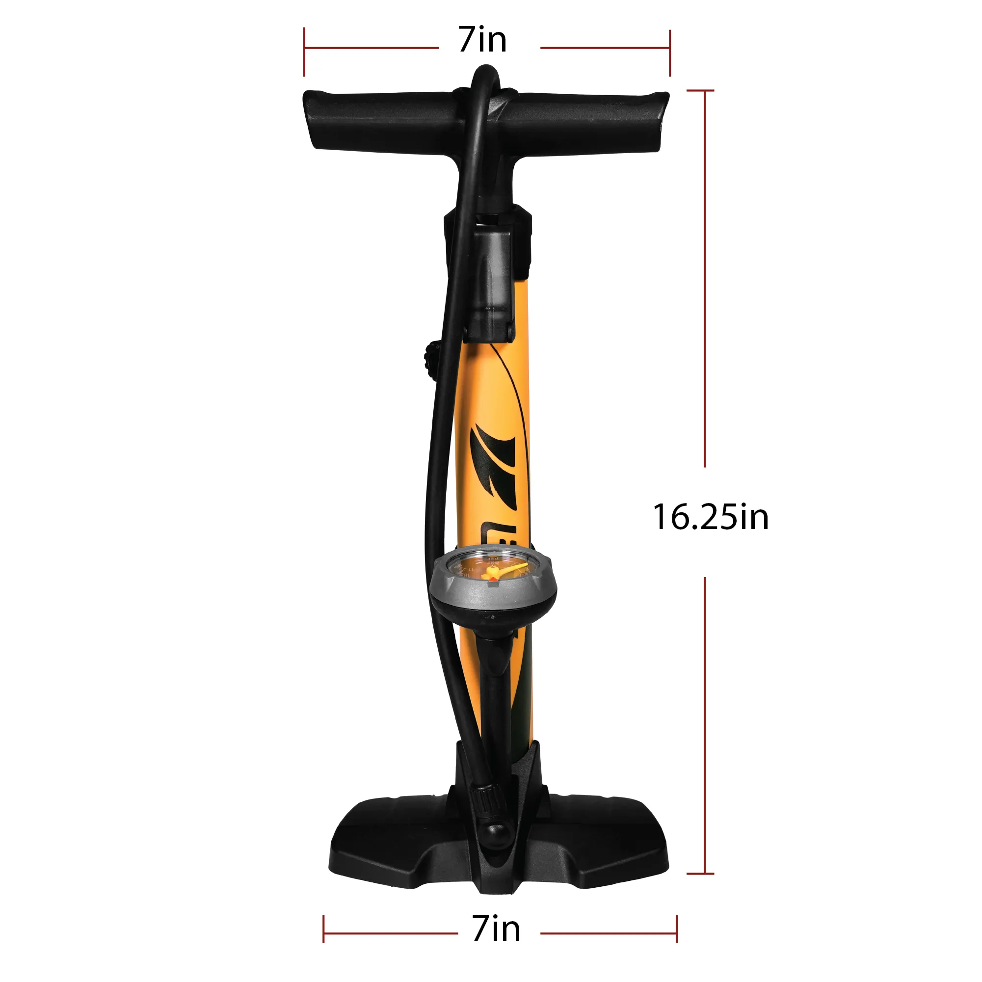 BV Bike Floor Pump 160 PSI High Pressure 17 inch Petite | BV-GF55S-YL