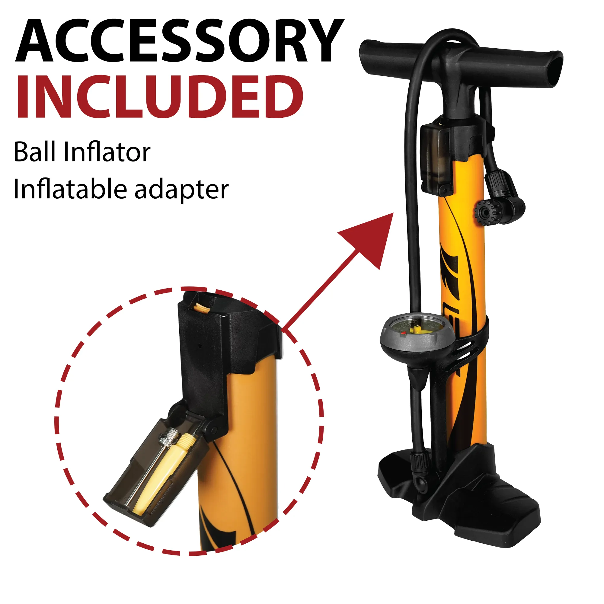 BV Bike Floor Pump 160 PSI High Pressure 17 inch Petite | BV-GF55S-YL