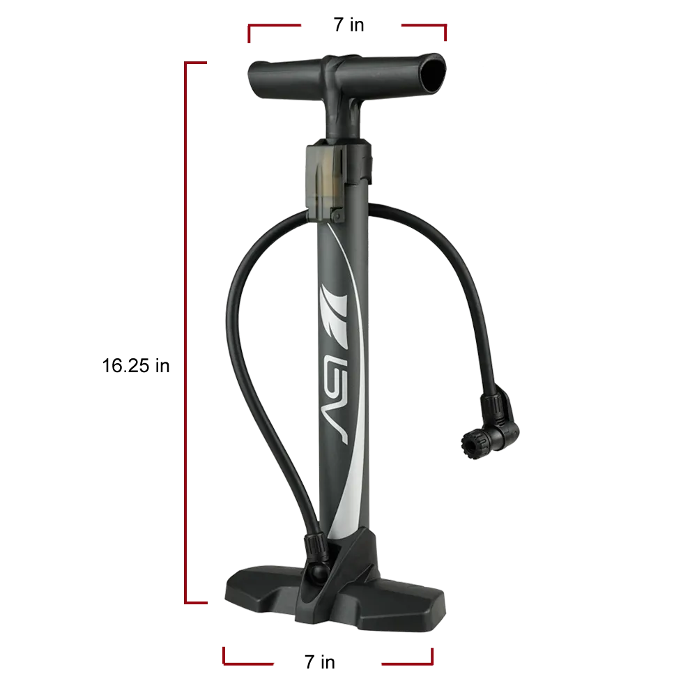 BV Bike Floor Pump 160 PSI High Pressure 17 inch Petite Dark Grey | BV-FL-04-B