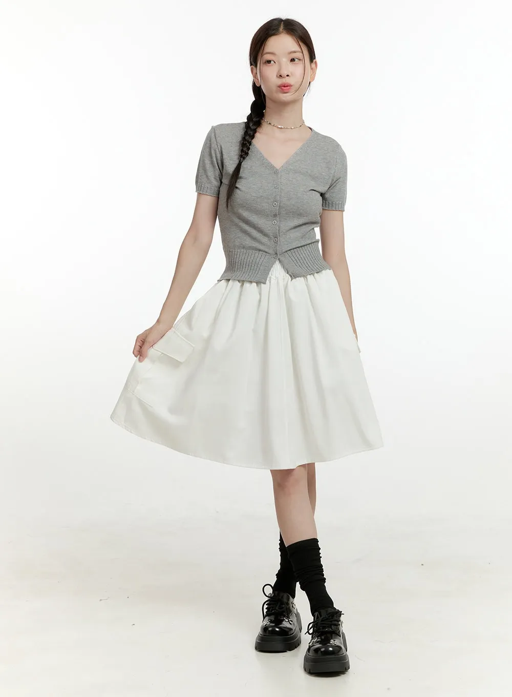 Cargo Chic Cotton Midi Skirt OL424