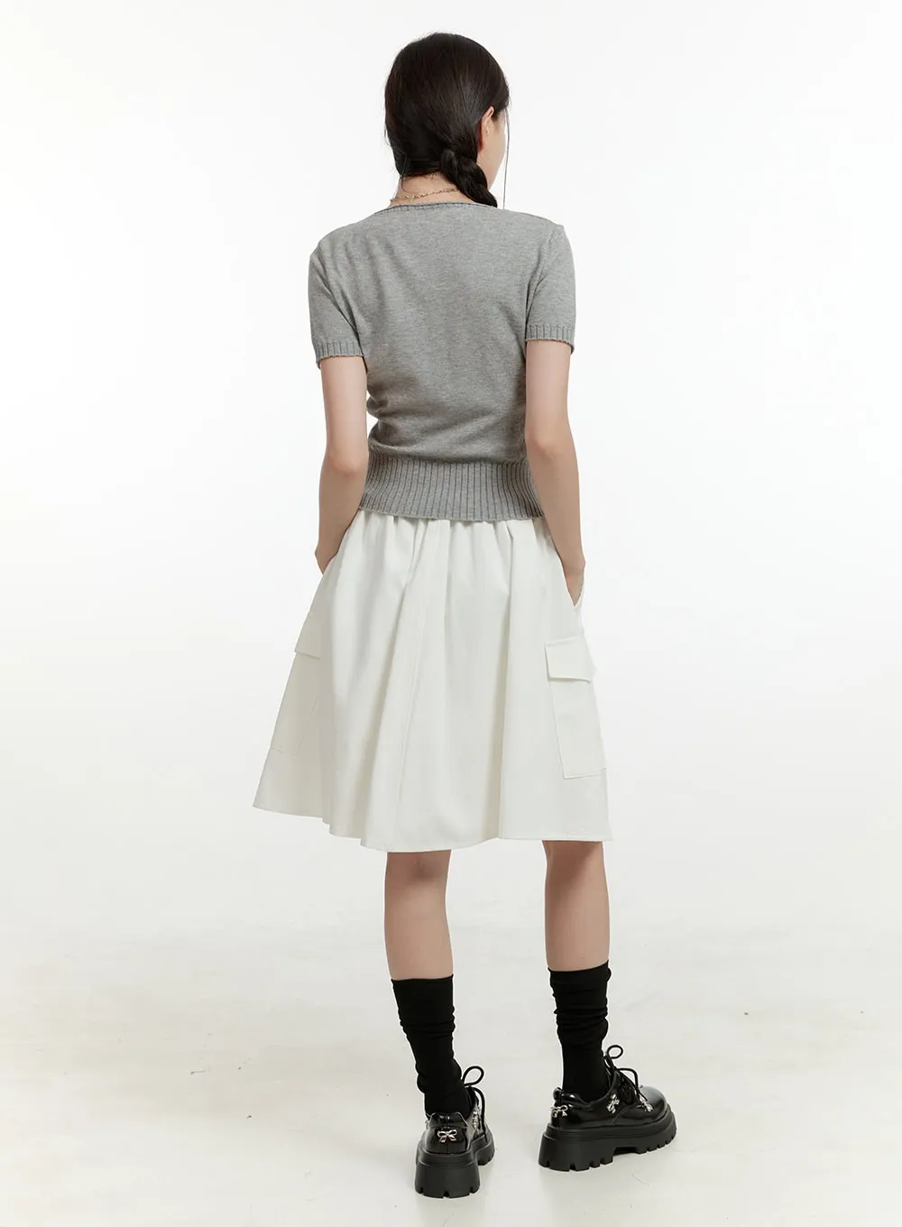 Cargo Chic Cotton Midi Skirt OL424