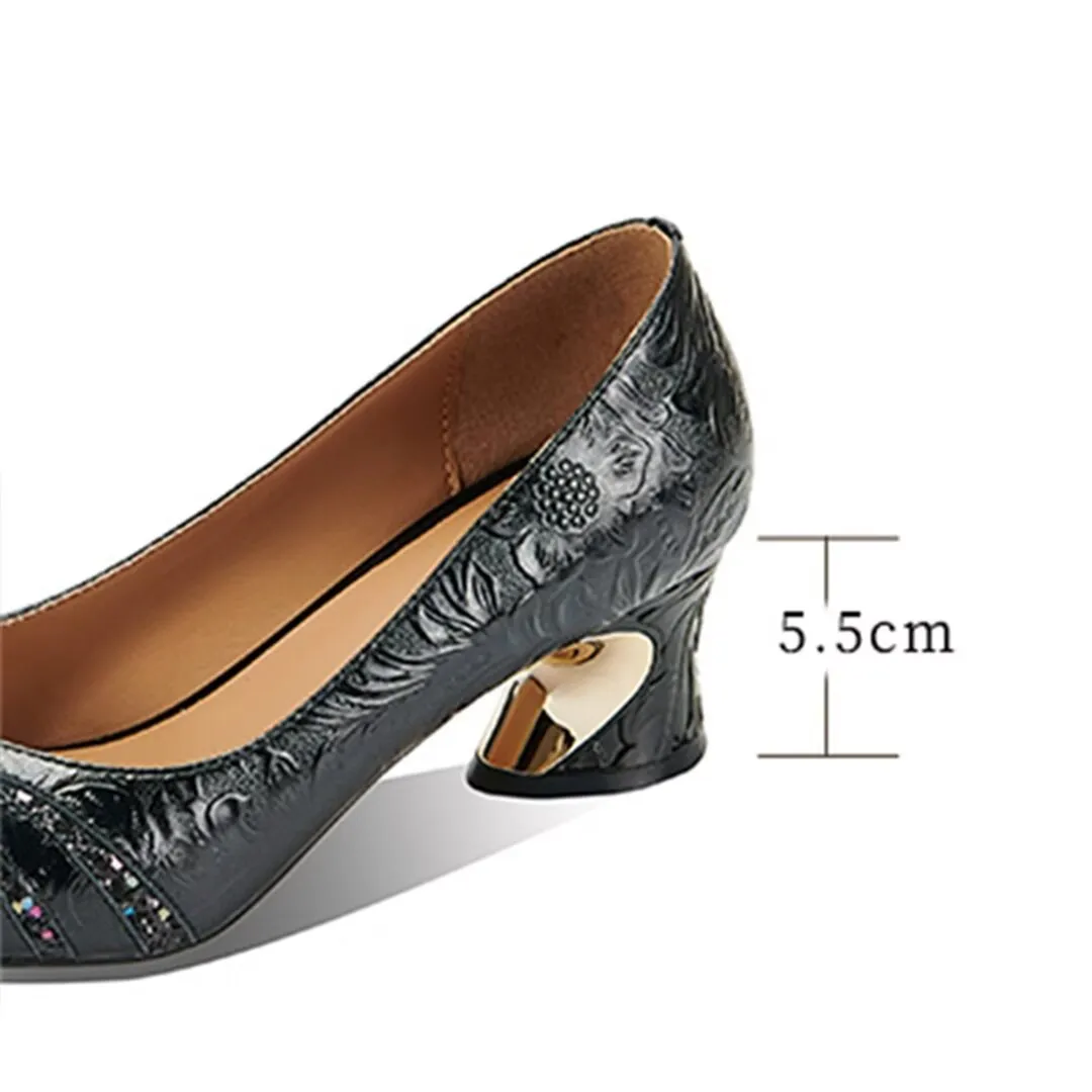 Chic Cow Leather Pumps with 5.5cm Heel