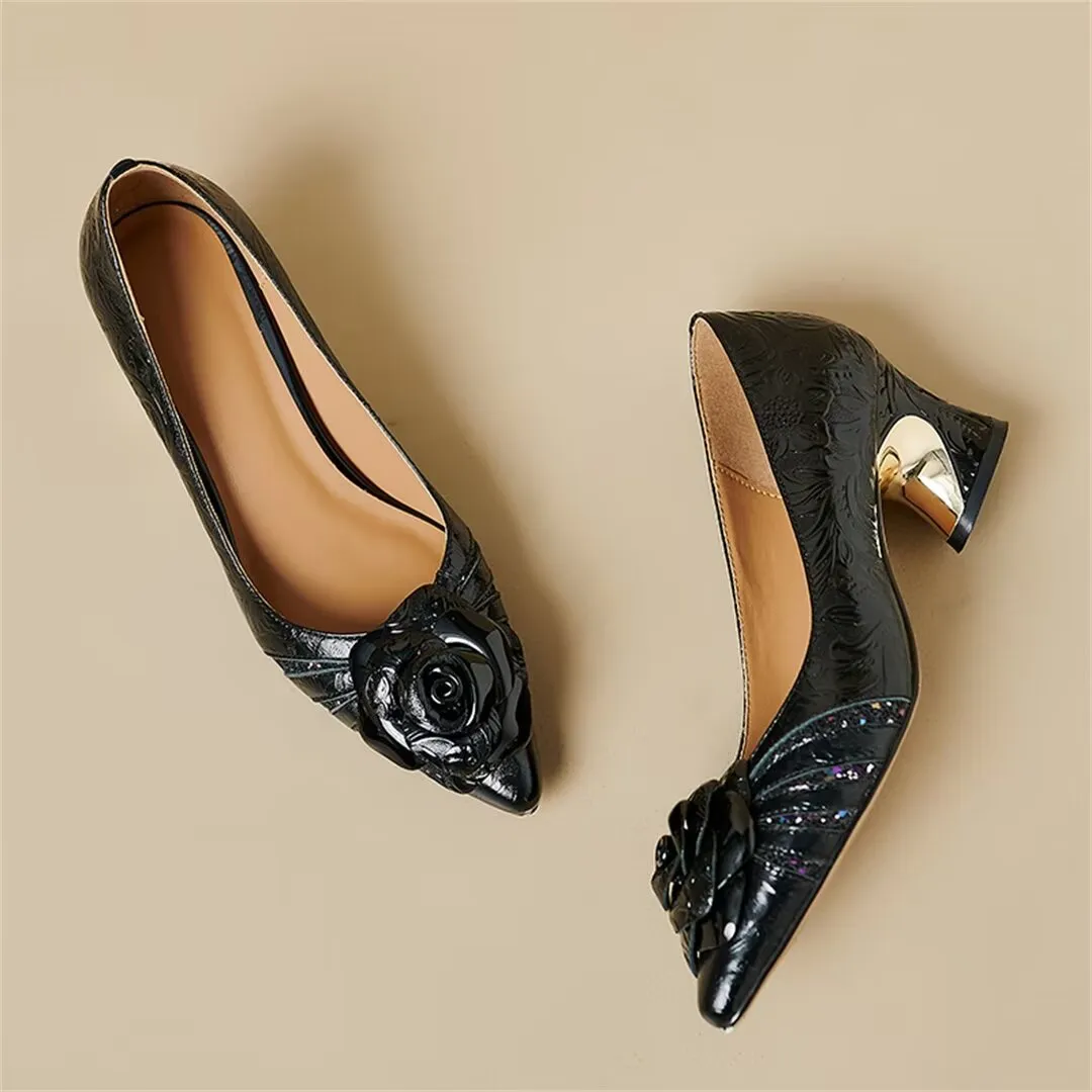 Chic Cow Leather Pumps with 5.5cm Heel