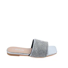 Chic Silver Embellished Flats | 590J-S