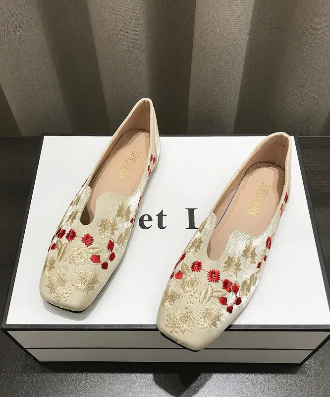 Chinese Style Light Green Embroidery Penny Loafers XC1047