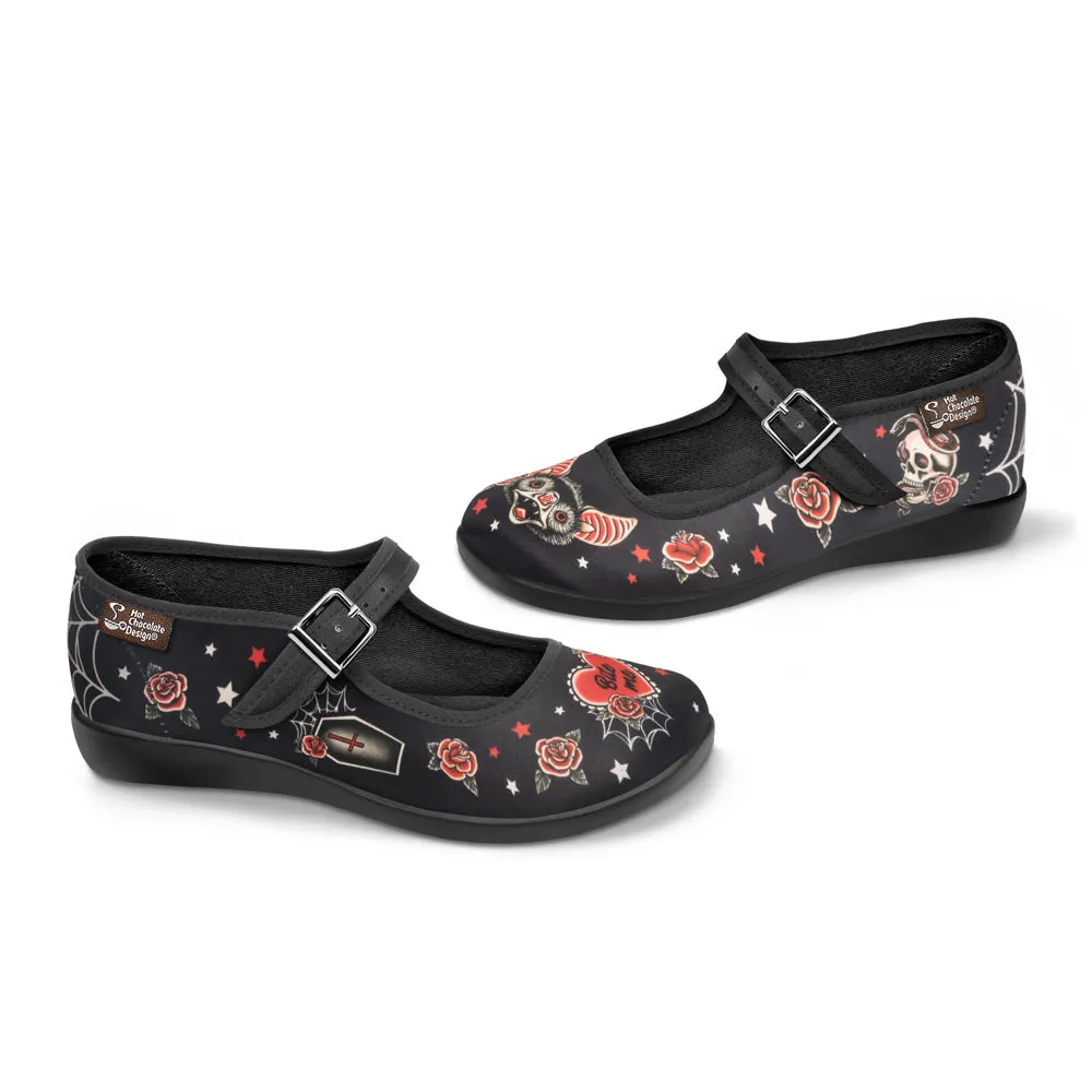 Chocolaticas® Dark Tattoo Women's Mary Jane Flat