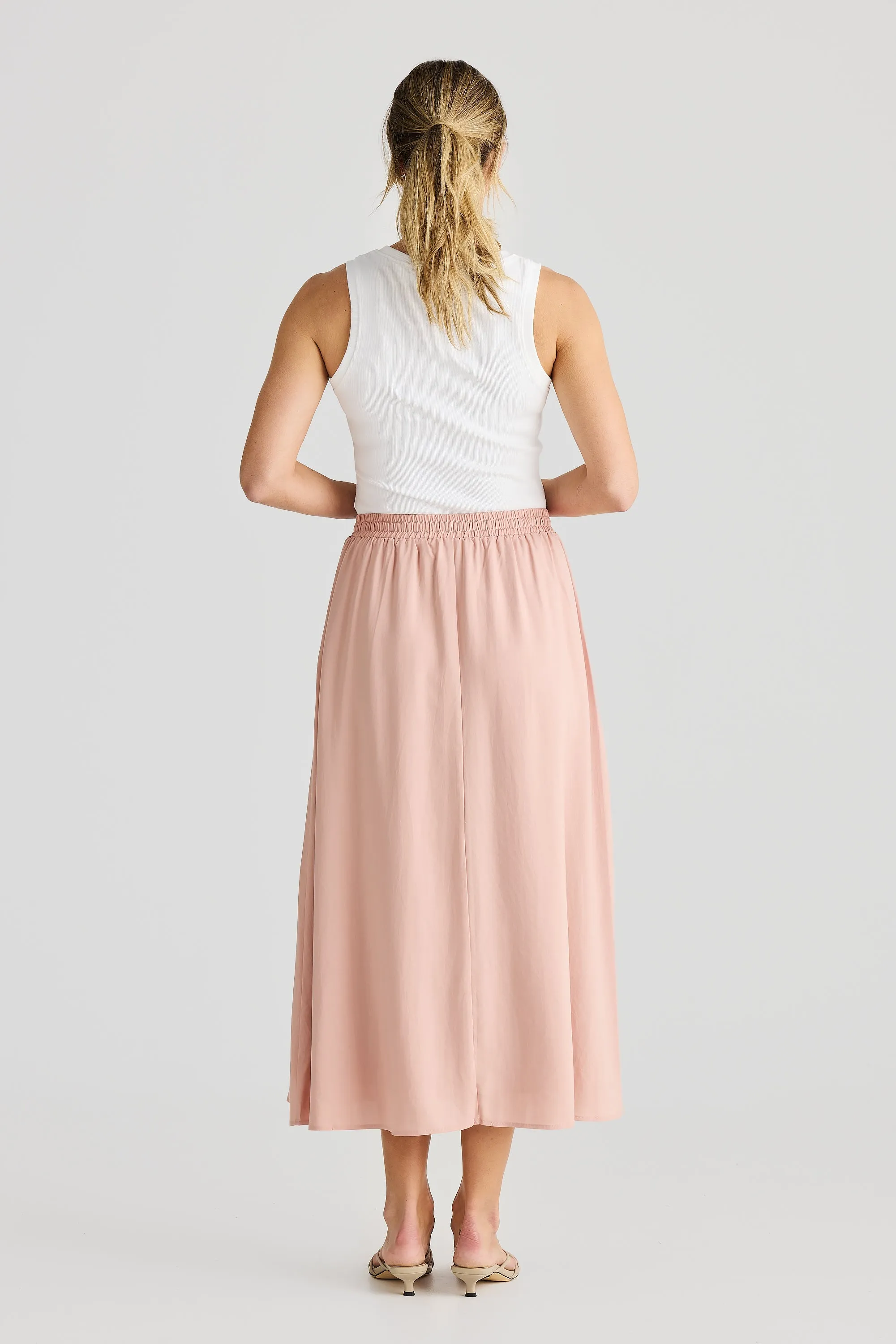 Core Drawstring Midi Skirt - Dusty Rose