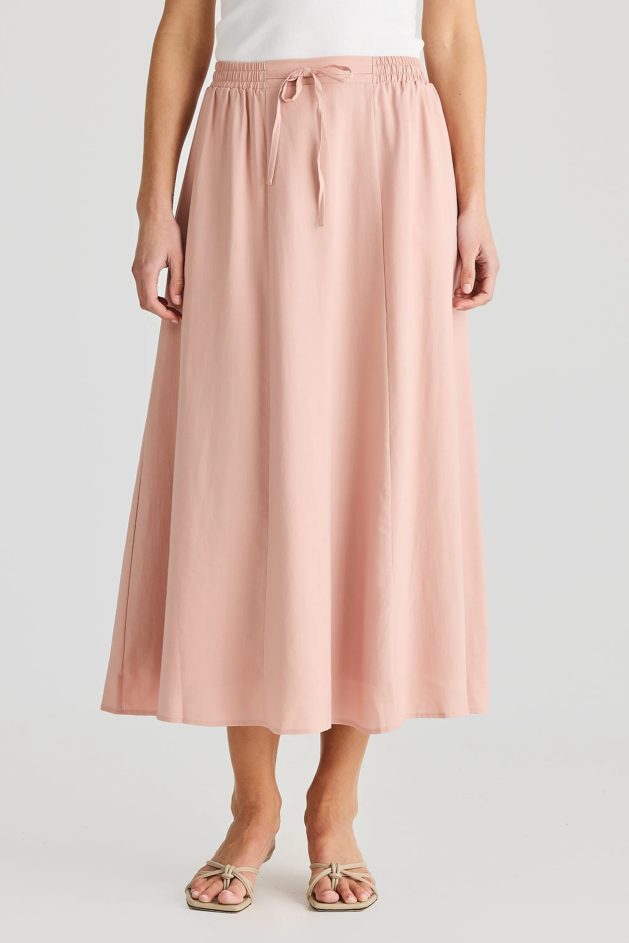 Core Drawstring Midi Skirt - Dusty Rose