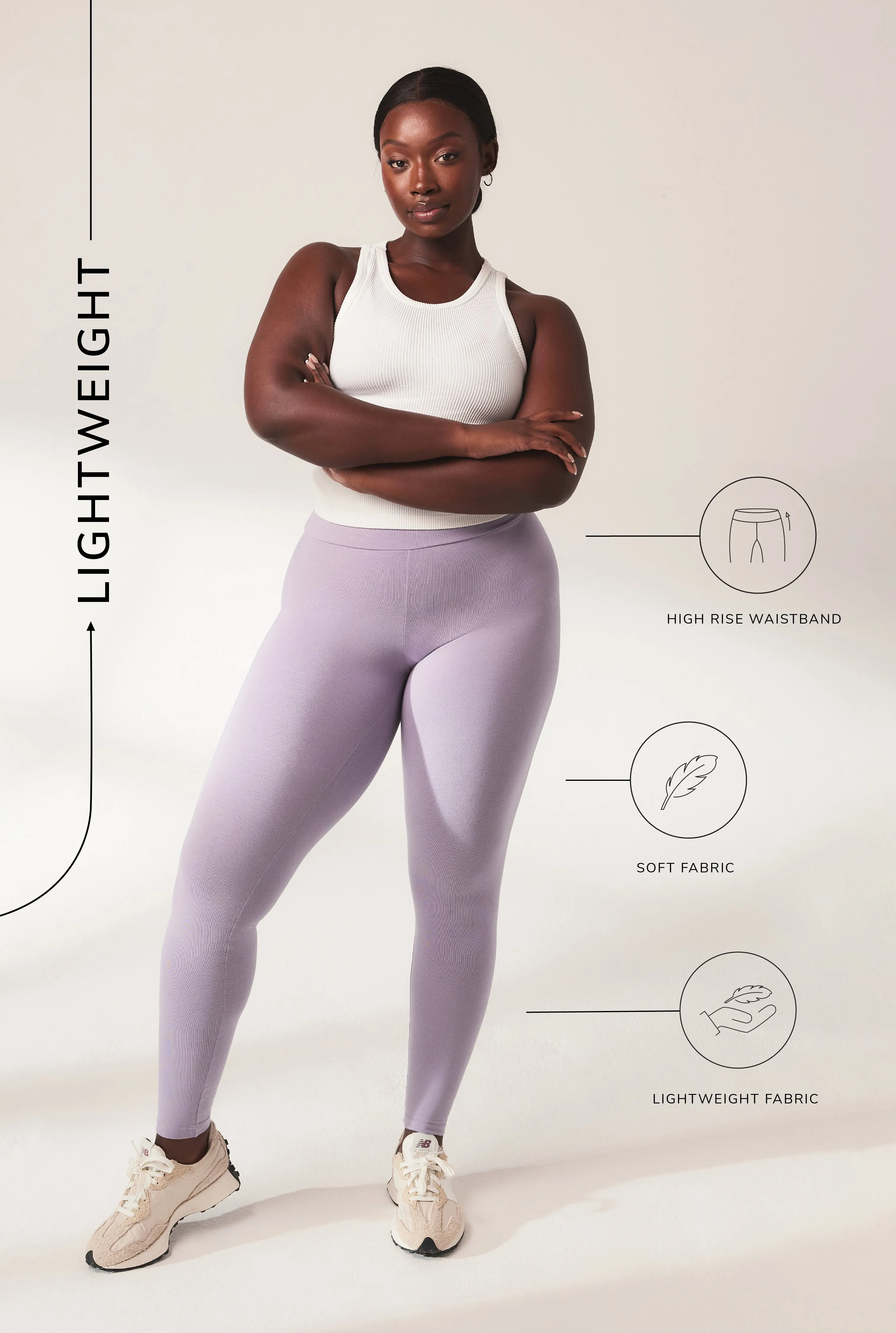 Curve Lightweight Everyday High Waisted Leggings - Mauve