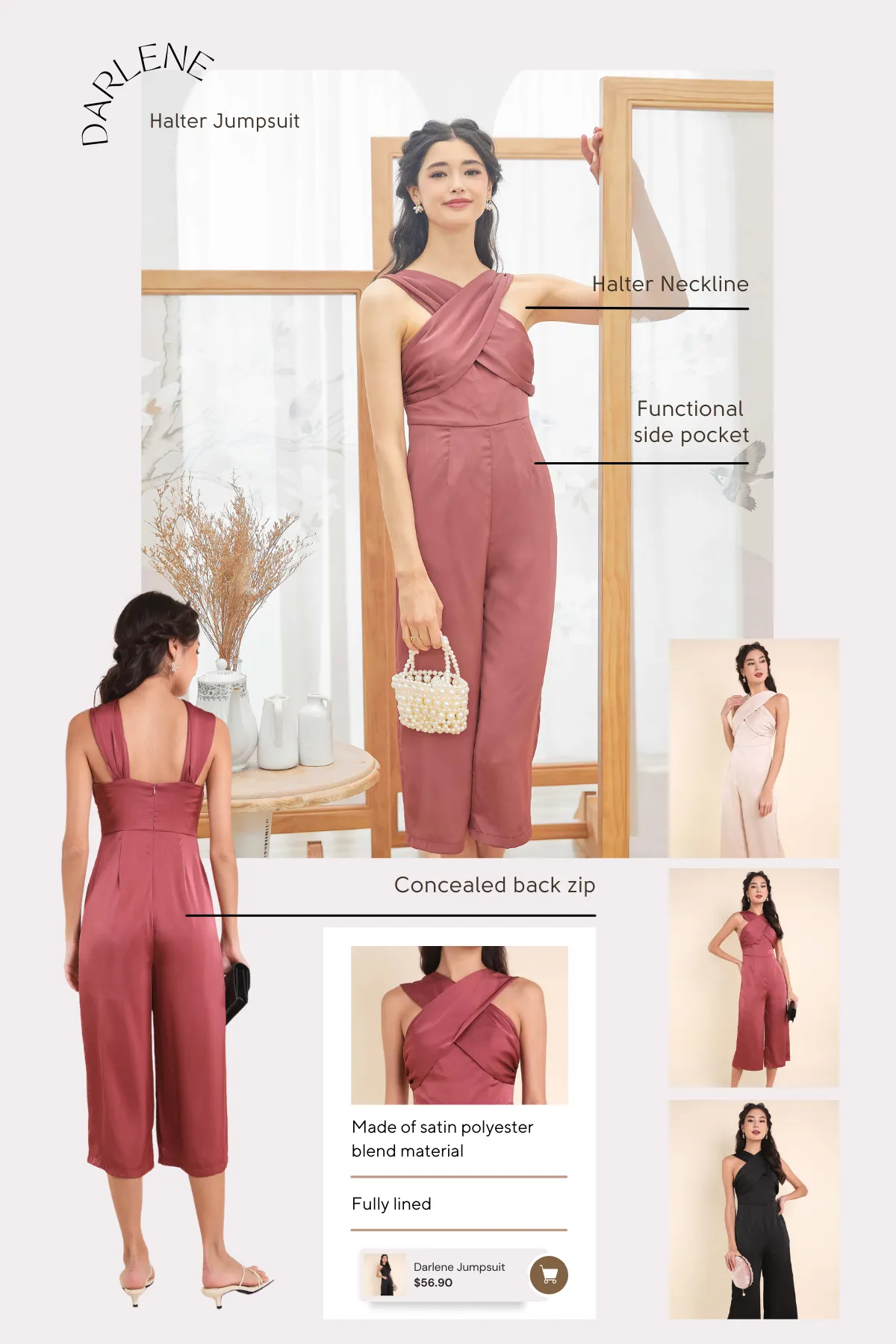 DARLENE HALTER JUMPSUIT IN CHAMPAGNE