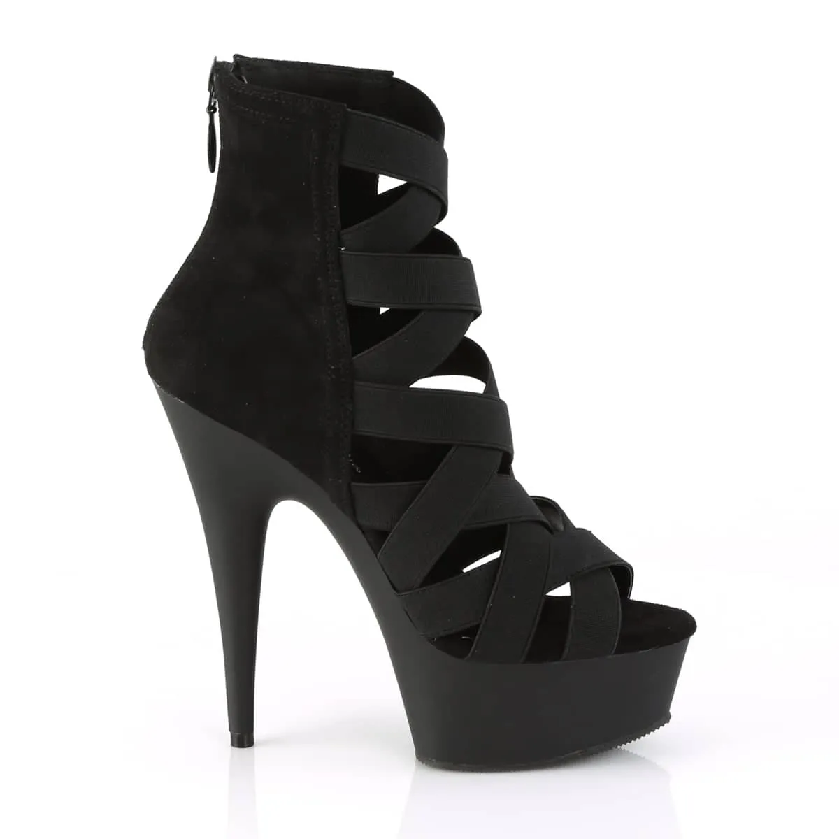 DELIGHT-600-24 Black Ankle Peep Toe High Heel