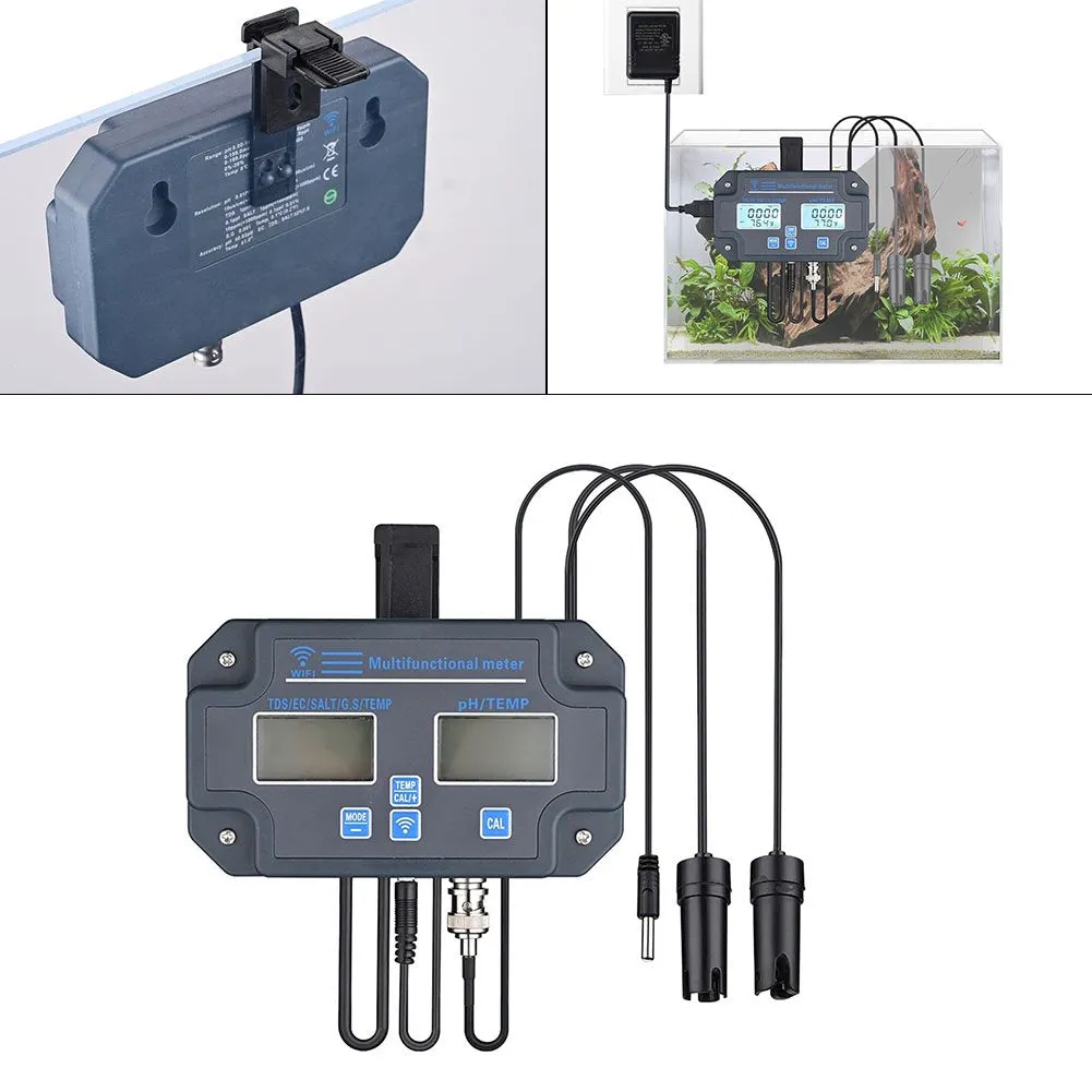 Digital Wifi 6 in 1 Monitor pH, TDS, EC, TEMP, SALT, G.S