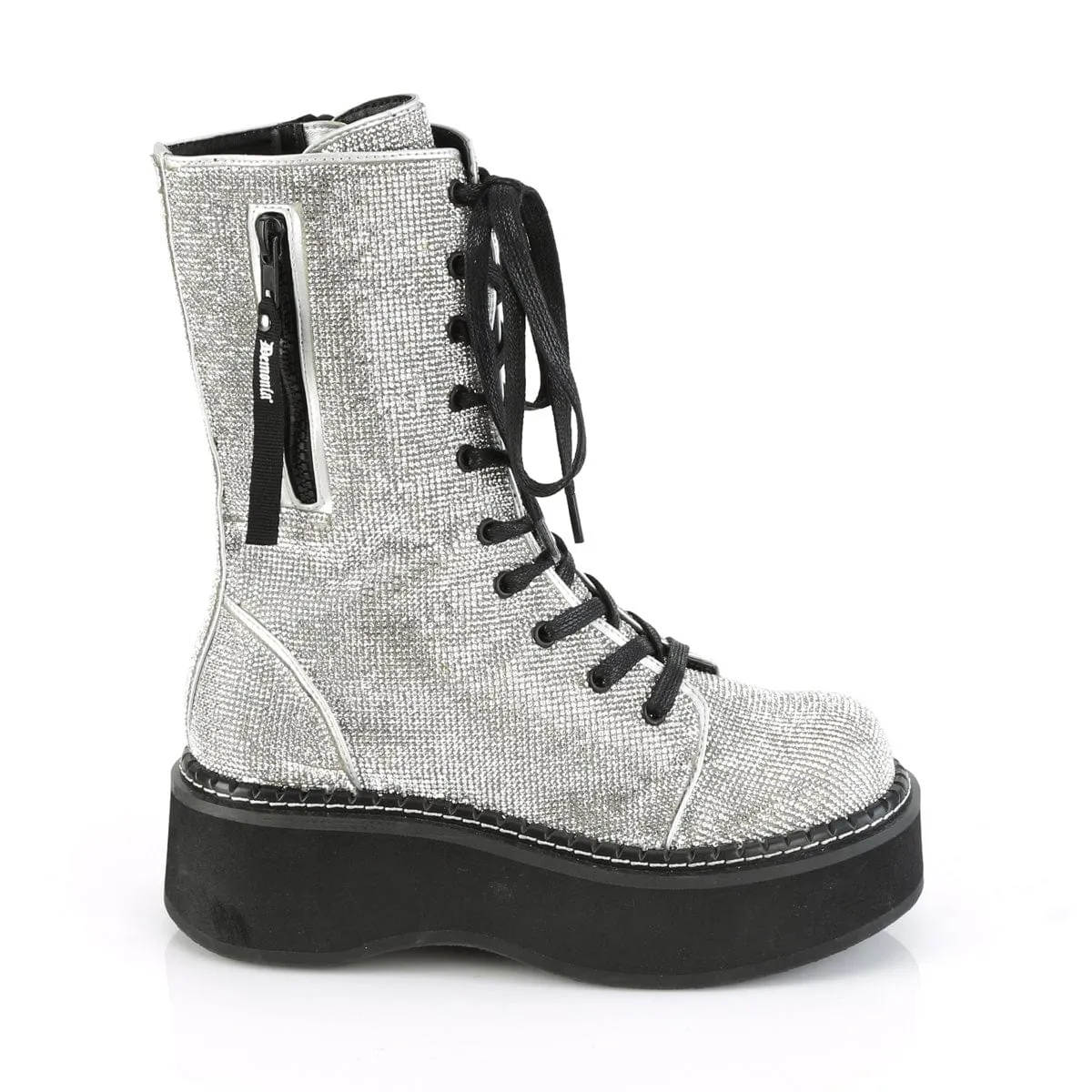 EMILY-362 Silver Vegan Leather-Rhinstone