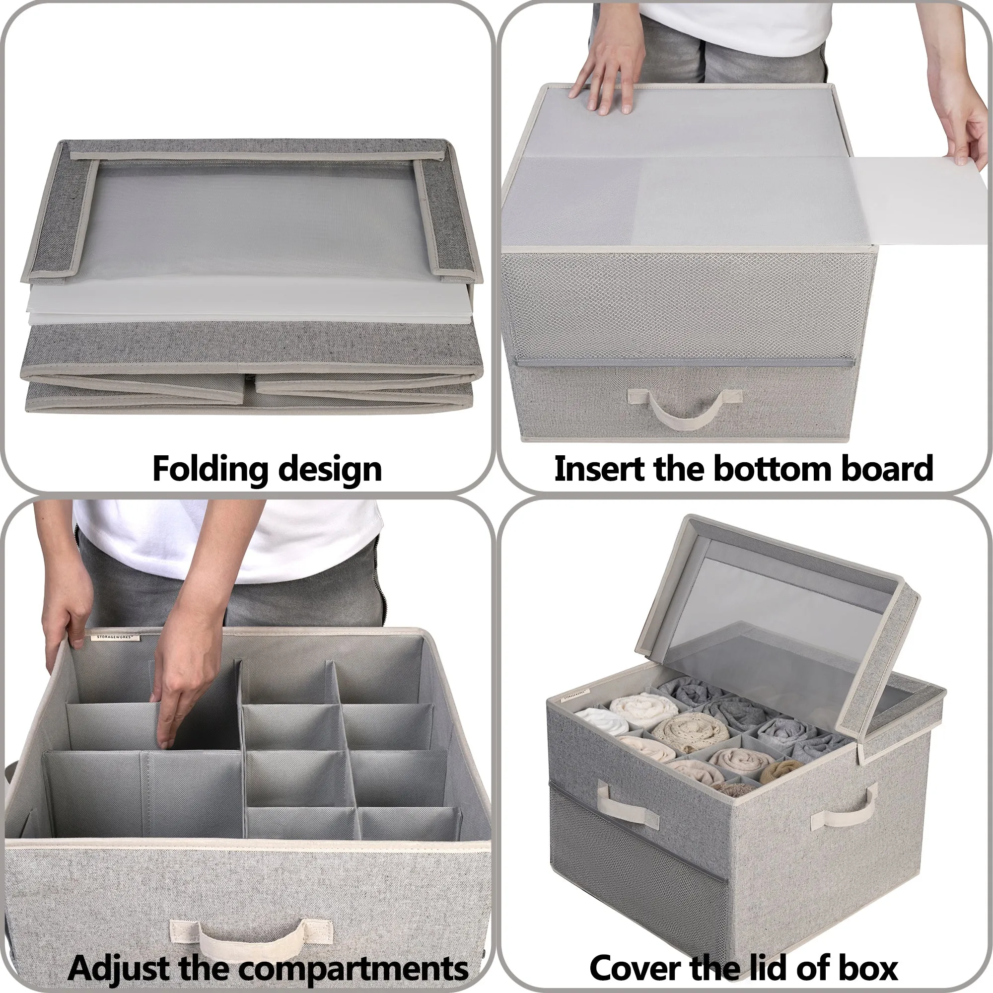 Fabric Shoe Storage Box with Lid