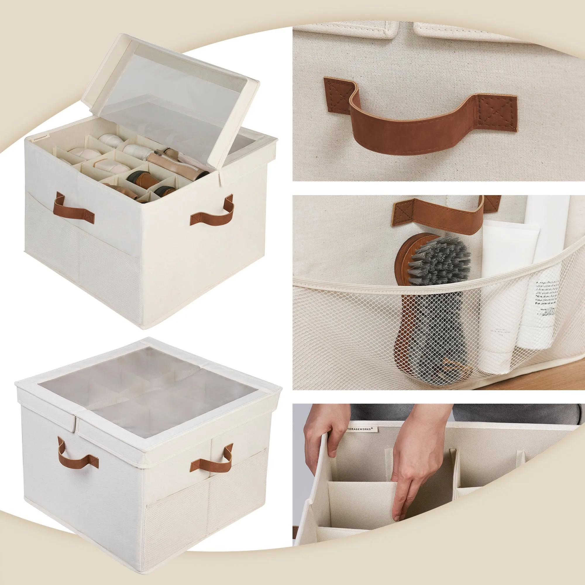 Fabric Shoe Storage Box with Lid