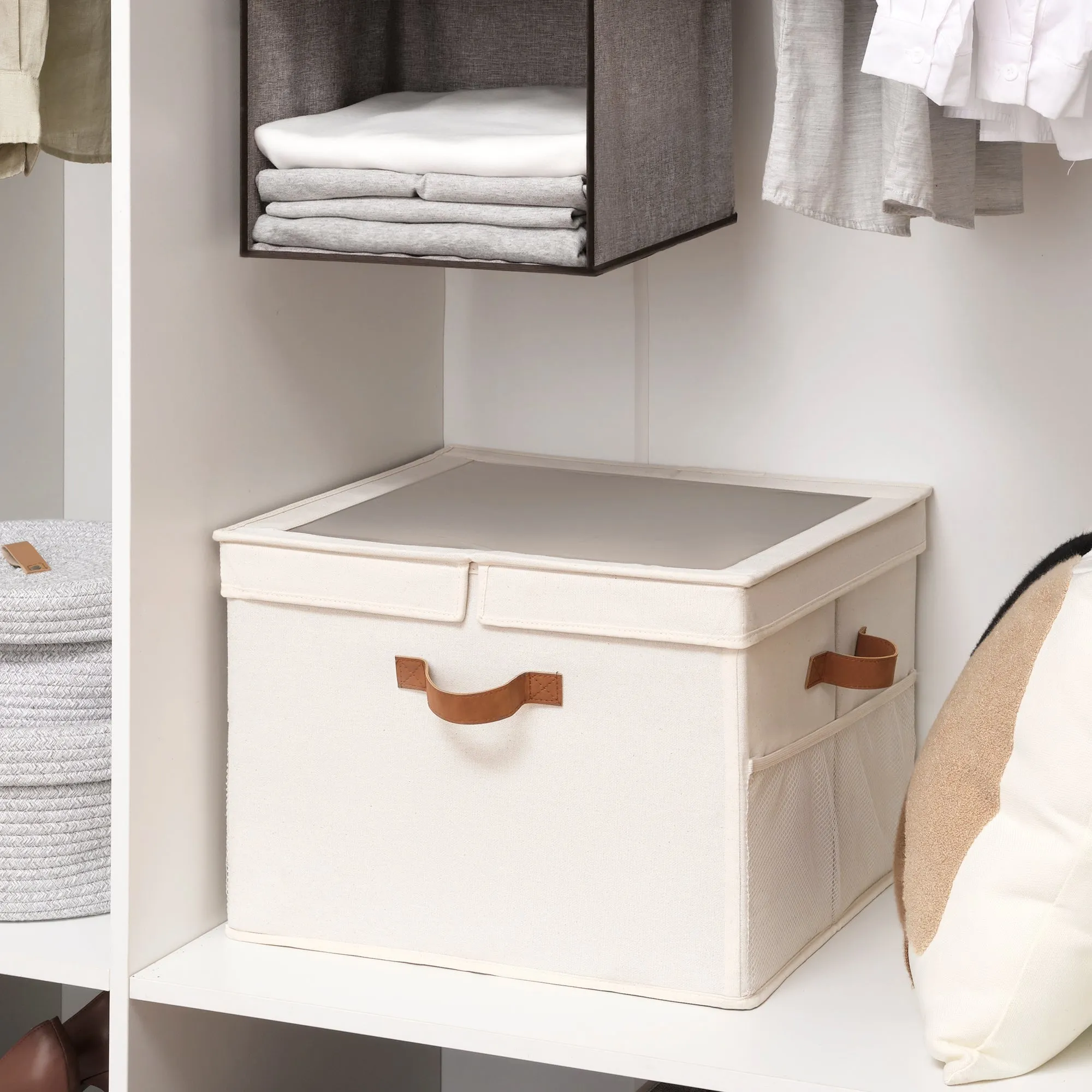 Fabric Shoe Storage Box with Lid