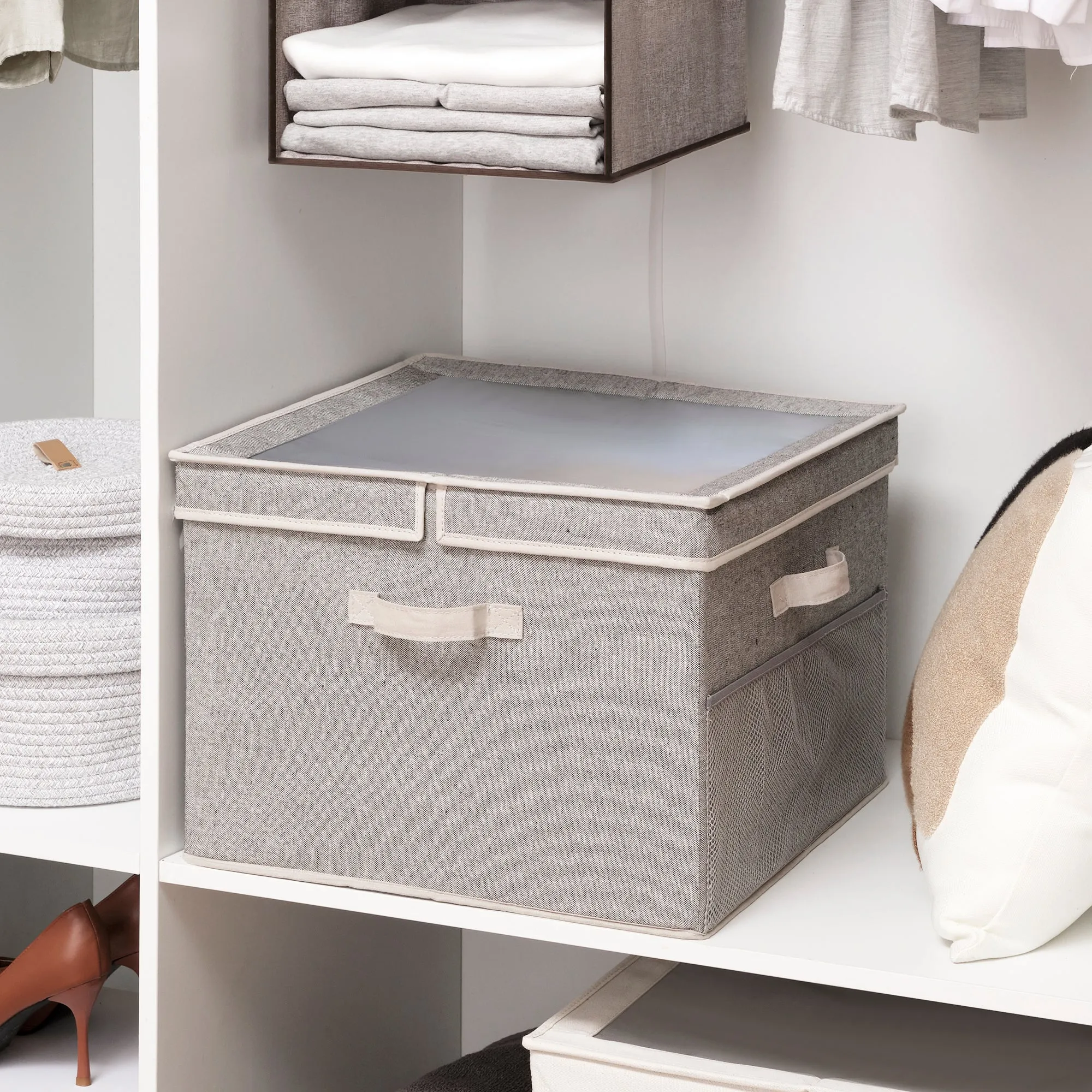 Fabric Shoe Storage Box with Lid