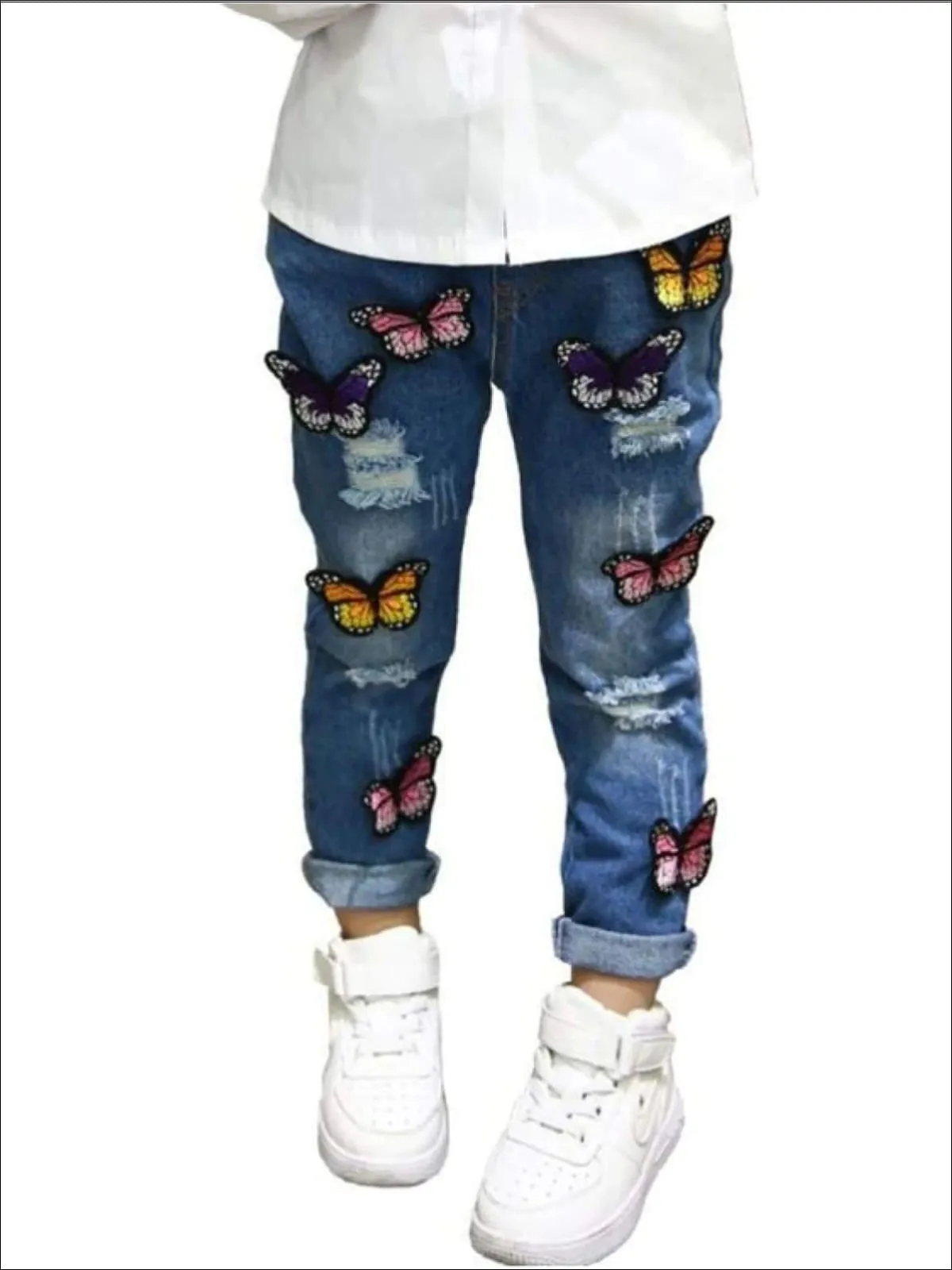 Flutter Girl Distressed Butterfly Jeans