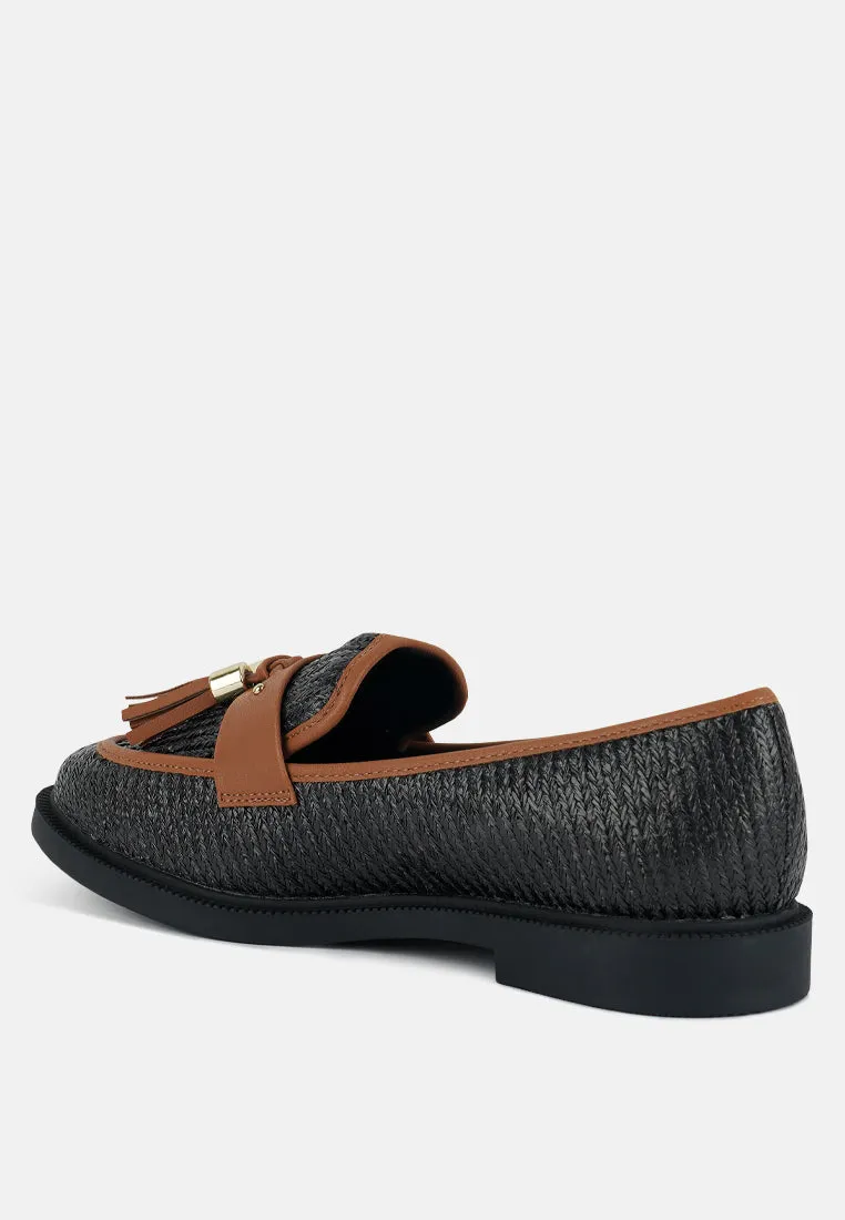 Foxford Tassle Detail Raffia Loafers