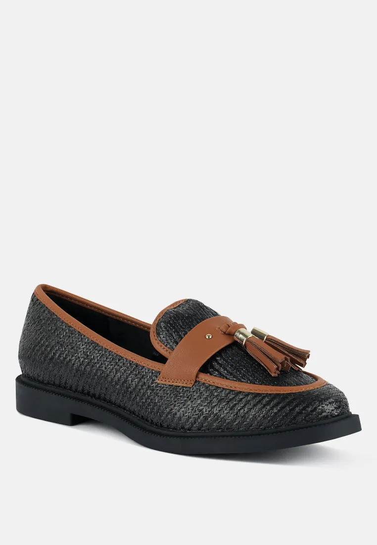 Foxford Tassle Detail Raffia Loafers