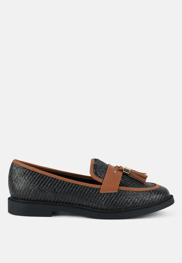 Foxford Tassle Detail Raffia Loafers