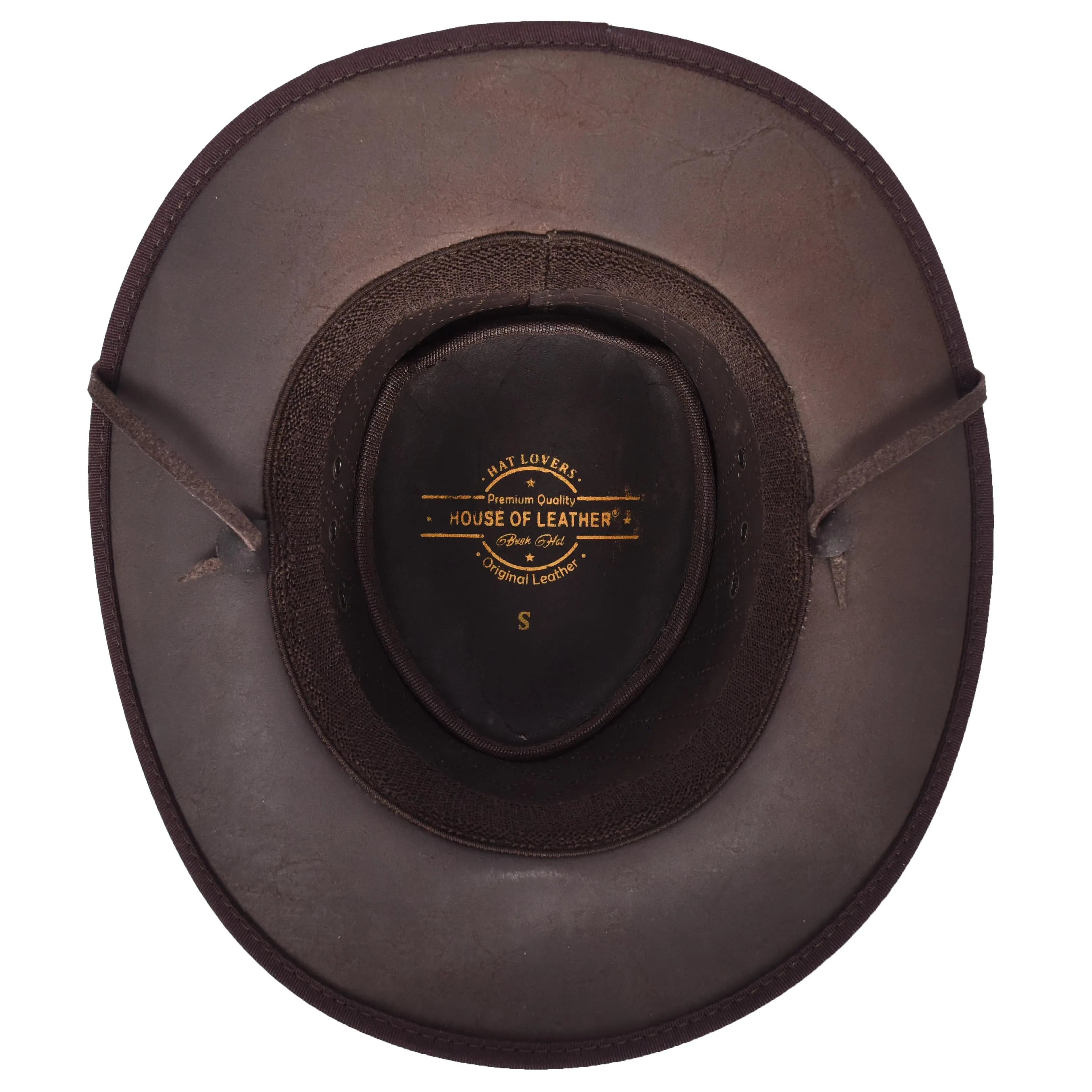 Genuine Leather Australian Bush Hat Removable Chin Strap Cowboy Style Nashville Brown