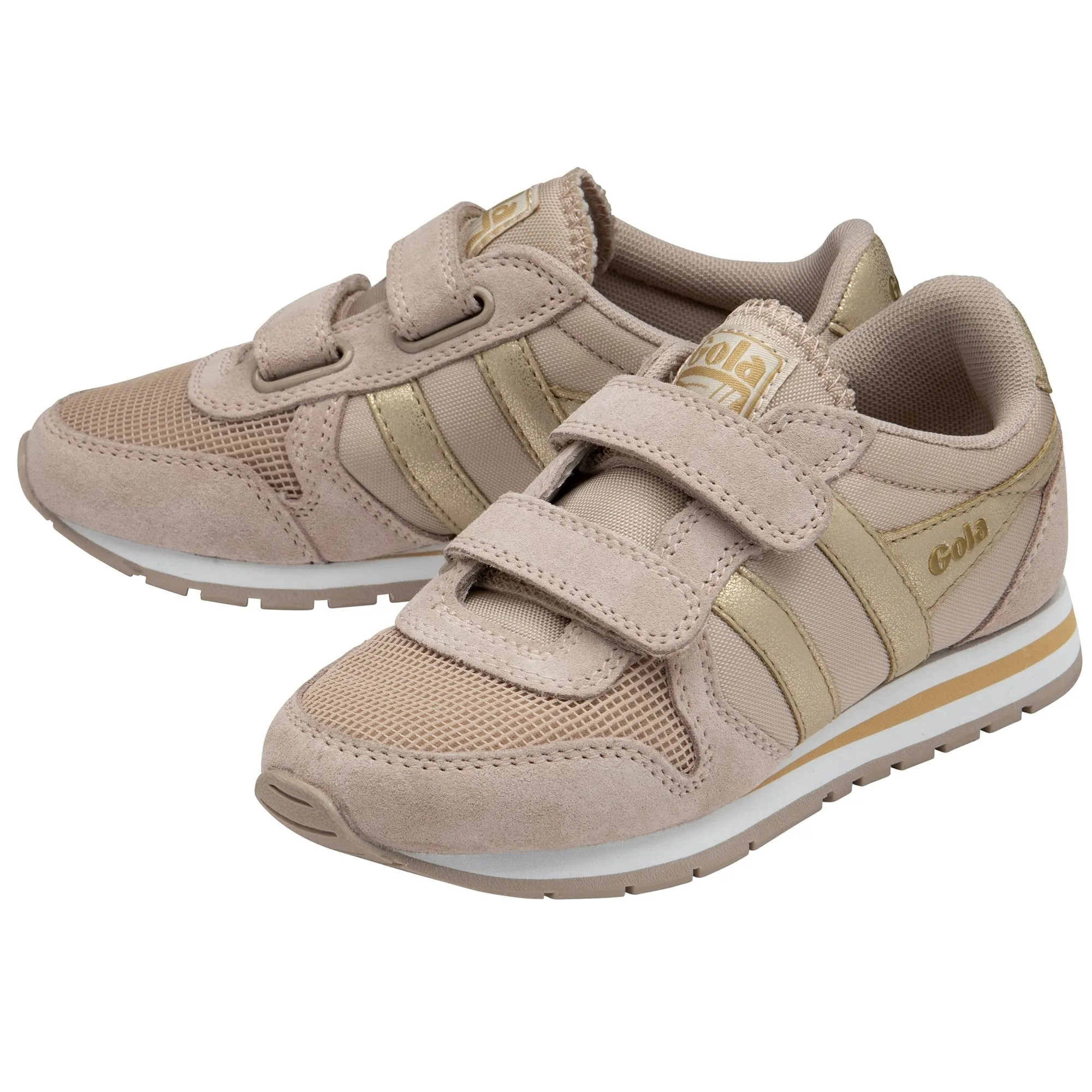 Gola Daytona Mirror Strap Kids Blossom and Gold Leather & Textile Touch Fastening Trainers